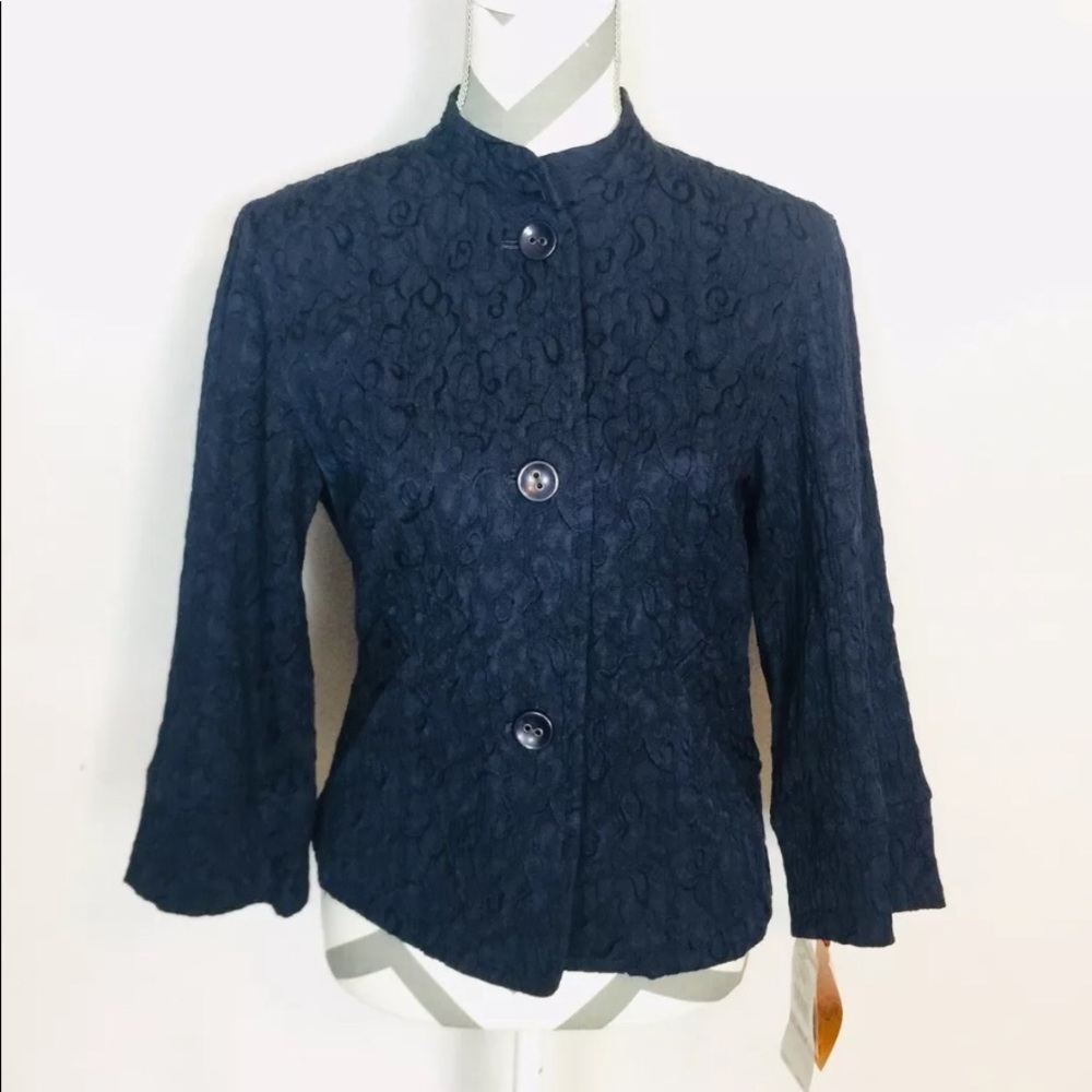 NWT Ruby Rd. Blazer Top Modern Blooms Blue Jacket